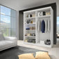Dressing Gabriel sonoma/negru cu lamele artisan, cu oglinda, 150x200x61 cm