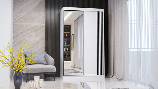 Dressing Neomi 07 alb, 120x200x61 cm, usi culisante