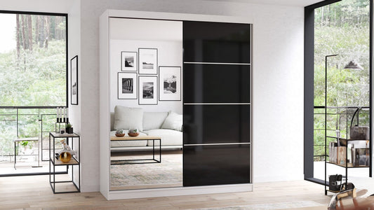 Dressing Ovidiu 31, 183x218x61 cm, culoare alb/negru