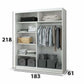 Dressing Ovidiu 31, 183x218x61 cm, culoare alb/negru