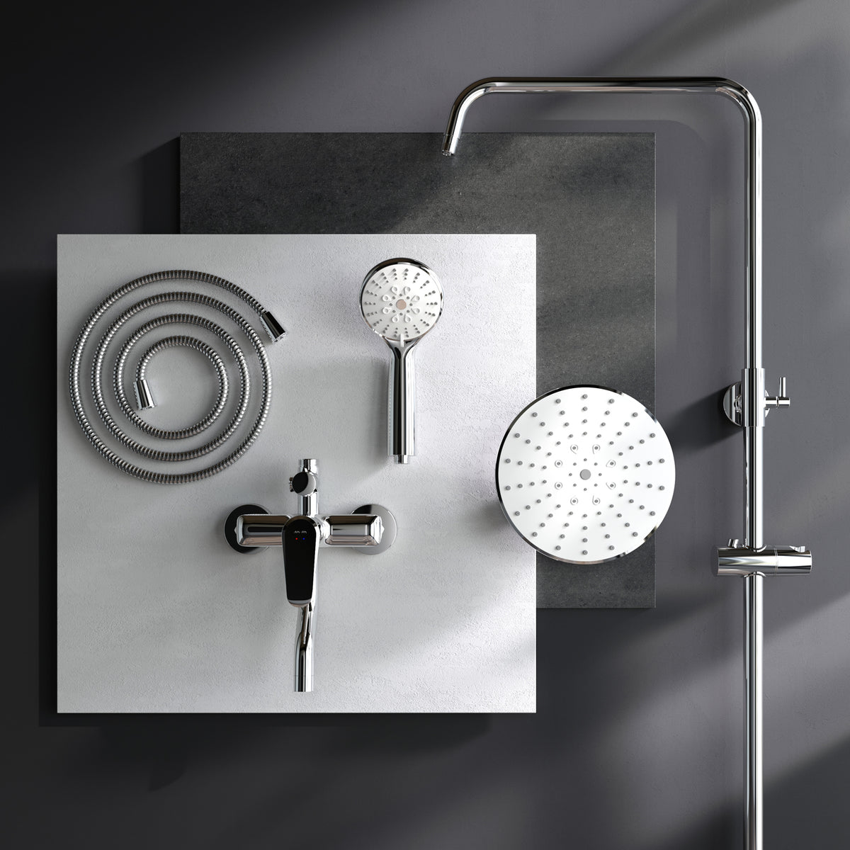 F0783900 - Coloana dus baterie cu teava scuta Crome Shower AM&PM-11