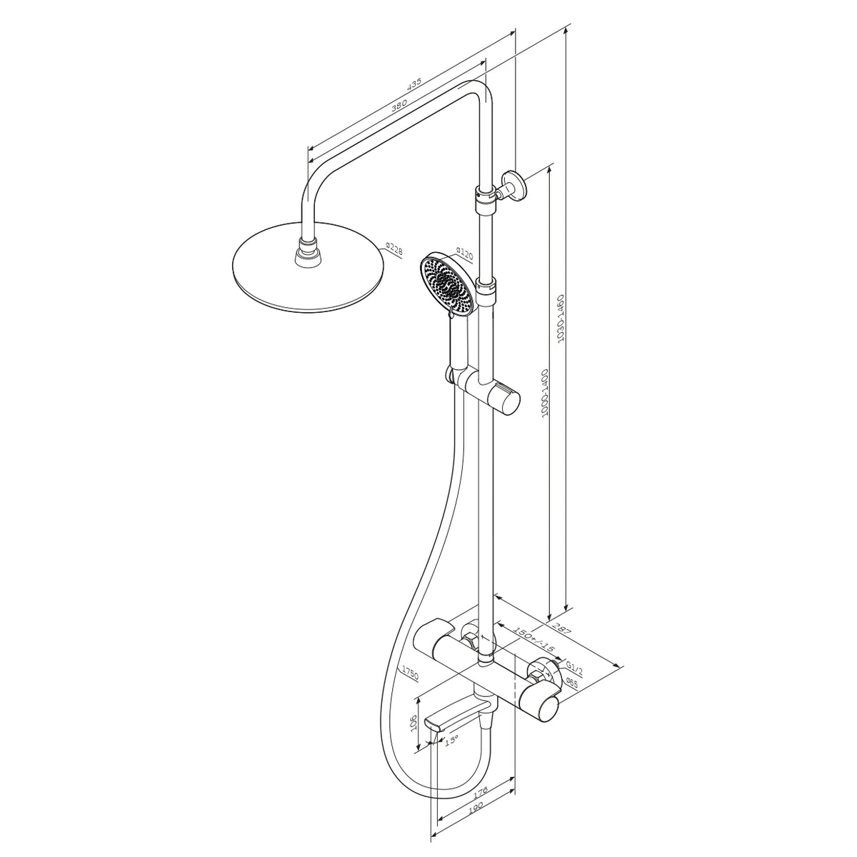 F0785A500 - Coloana dus baterie termostatata crom X-Joy AM&PM-12
