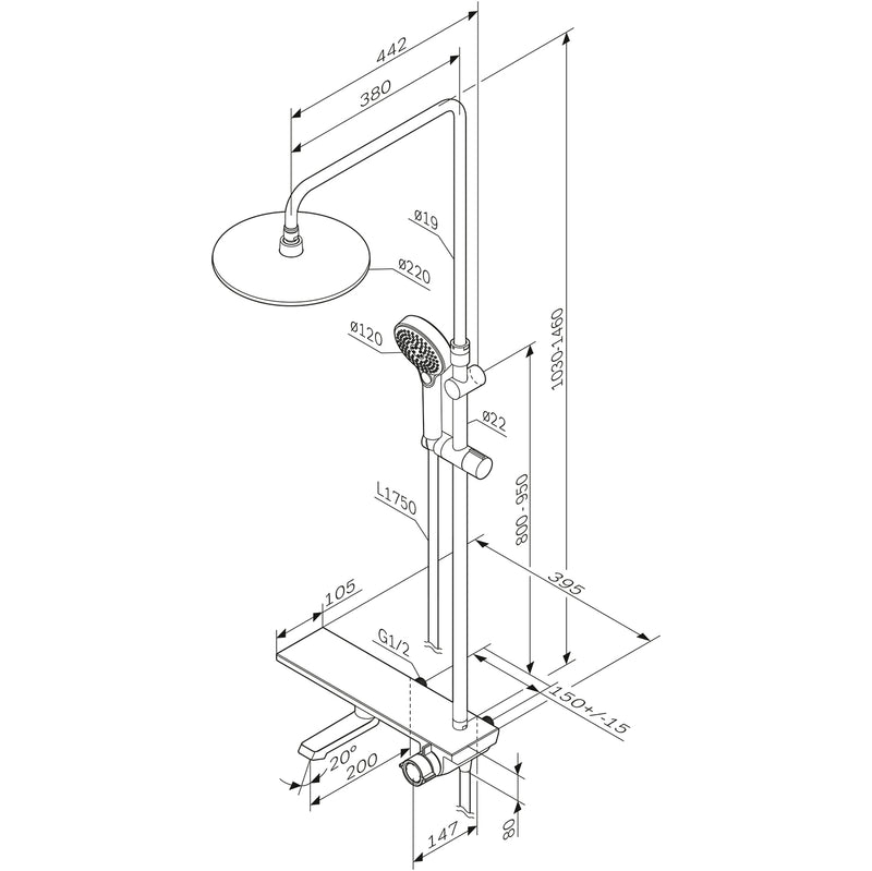 F09H700 - Coloana dus functii multiple crome Flash AM&PM-8
