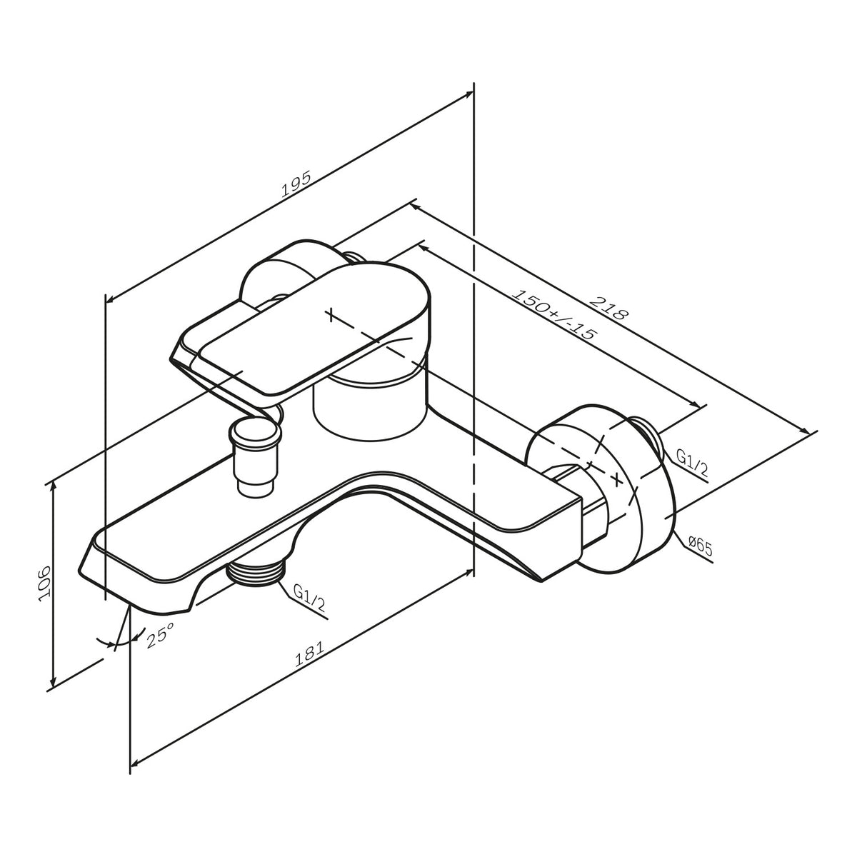 F9H10000 - Baterie Cada teava scurta Crome FLASH AM&PM-9