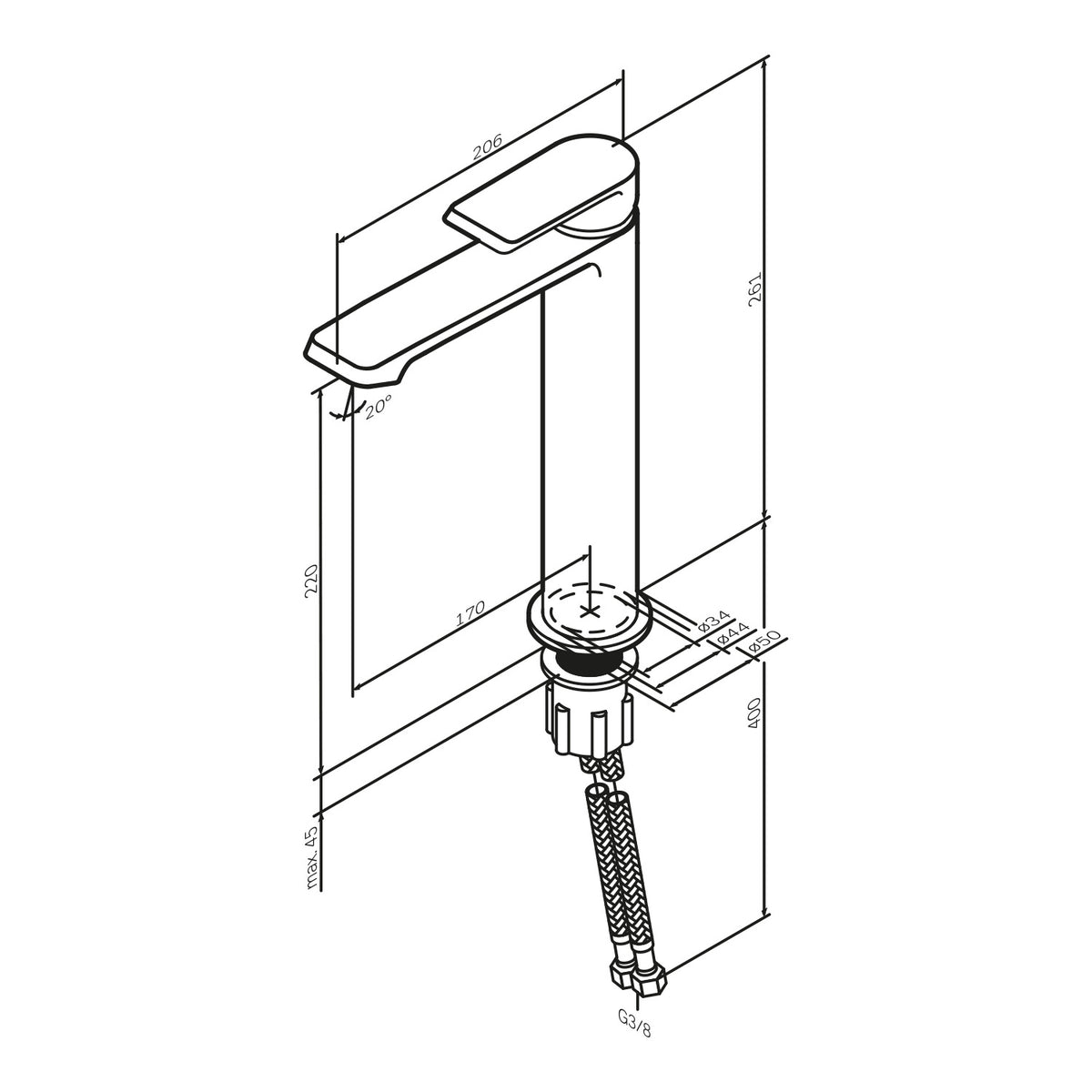F9H92000 - Baterie inalta lavoar crome Flash AM&PM-9