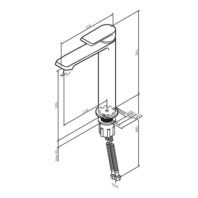F9H92000 - Baterie inalta lavoar crome Flash AM&PM-9