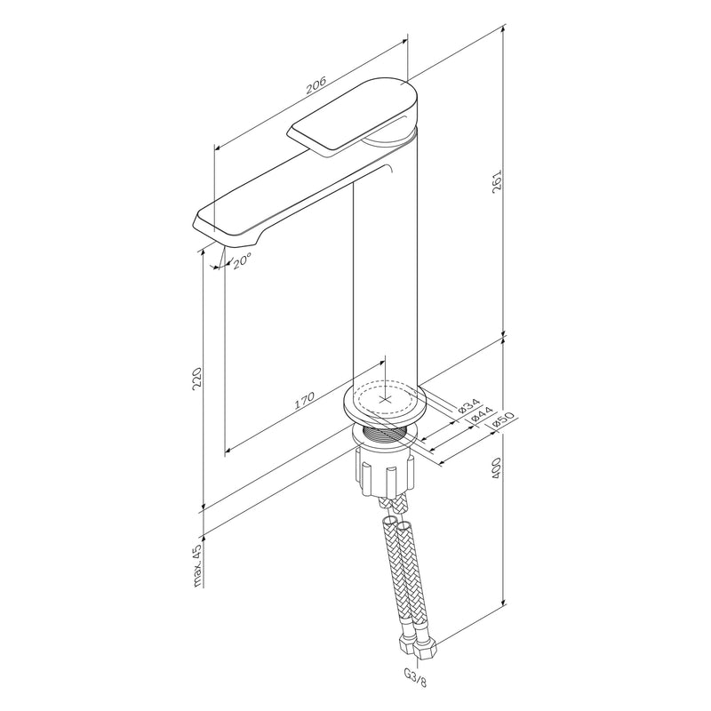 F9H92022 - Baterie Inalta Lavoar negru mat Flash AM&PM-6