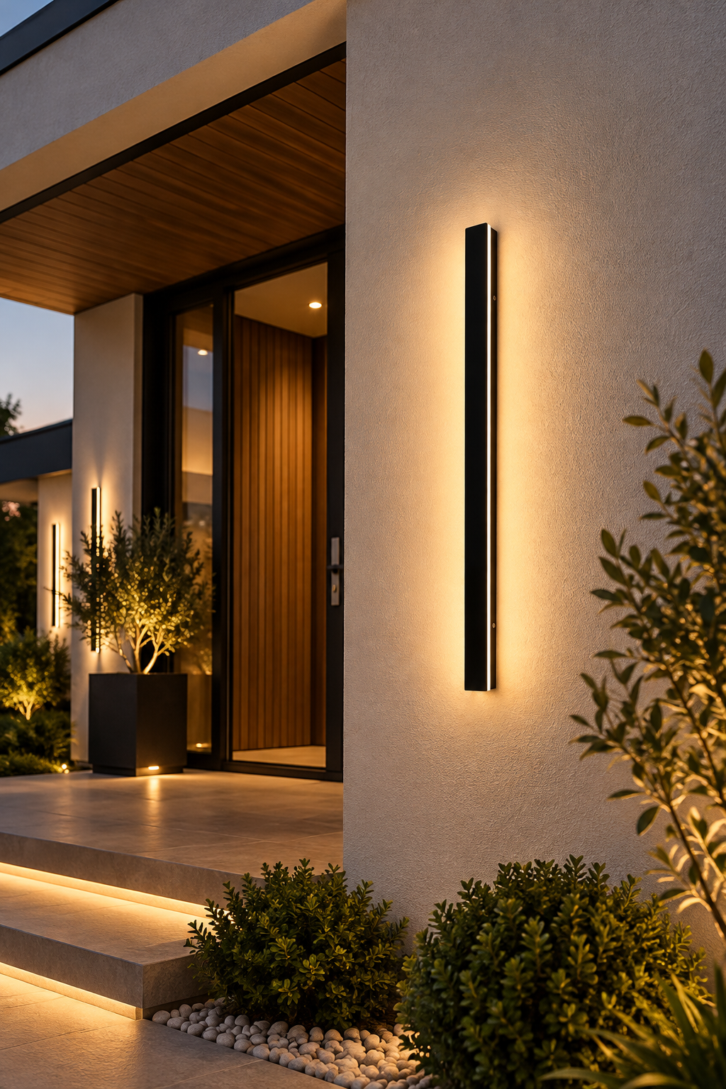 Aplica LED Exterior Saul 25W Alb Negru 90cm