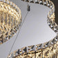 Candelabru Cristal LED cu Telecomanda WAVE Imperio, 81W, 100cm, Crom Lucios, Lumina Calda/Rece/Neutra, Inaltime Reglabila, Lumina Dimabila, Metal si Cristal