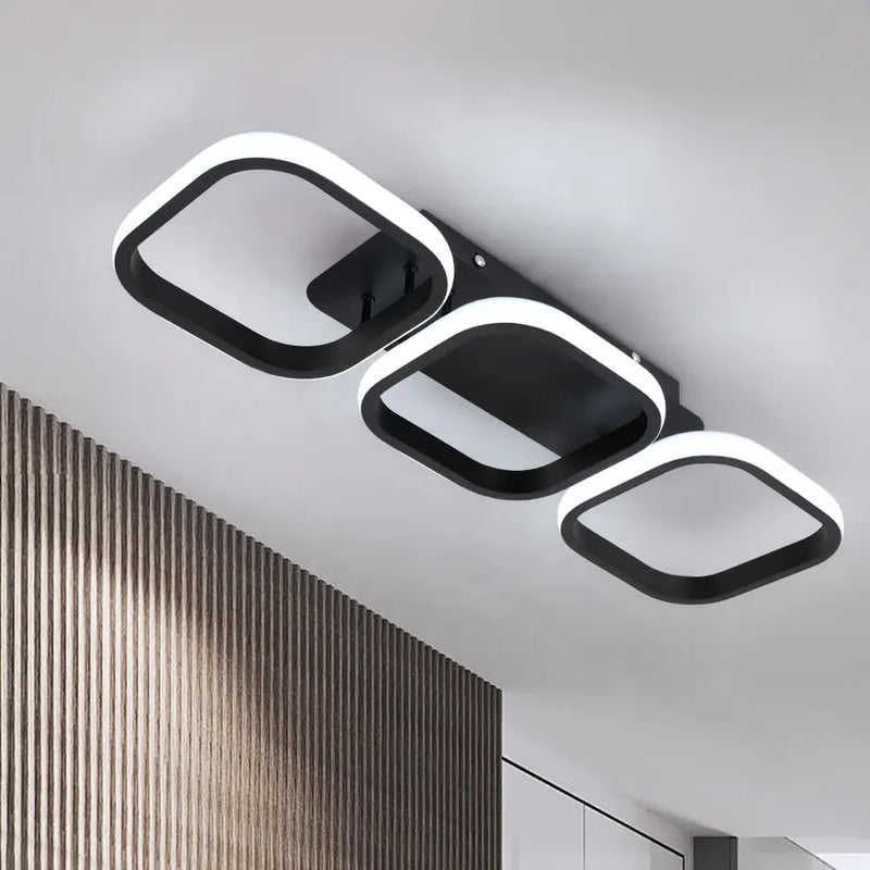 Lustra LED VERTEX 34W, 3 Patrate, Liniara, lumina Rece/Calda/Neutra, Neagra-5