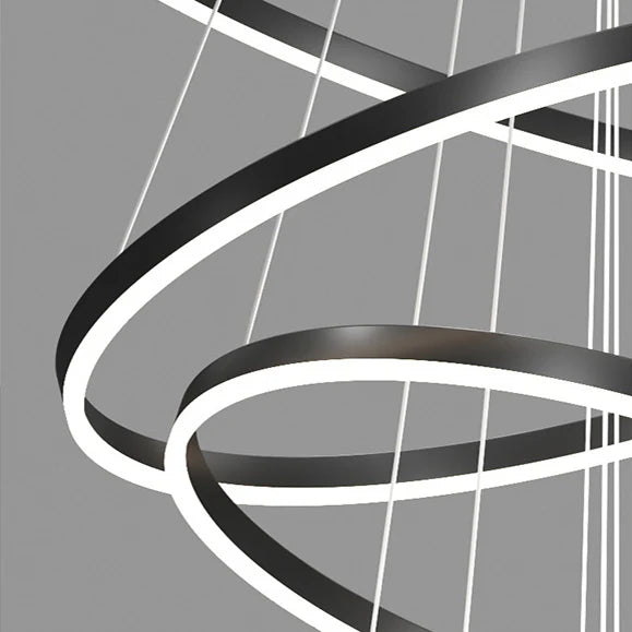 Lustra LED suspendata cu telecomanda CASIANA 41W, 2 Cercuri, lumina Rece/Calda/Neutra, Dimabila, Negru, Inaltime Reglabila