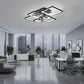 Lustra LED cu telecomanda ELLA 120W, 6 Patrate, lumina Rece/Calda/Neutra, Dimabila, Negru, Metal si Acril