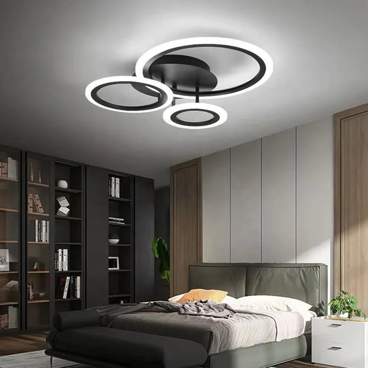 Lustra LED cu telecomanda BETTY 40W, 3 Cercuri, lumina Rece/Calda/Neutra, Dimabila, Negru