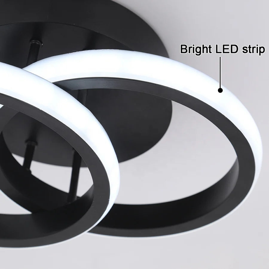 Lustra LED VERTEX CIRCULA 21W, 2 Cercuri, Rame Metalice, lumina Rece/Calda/Neutra, Negru