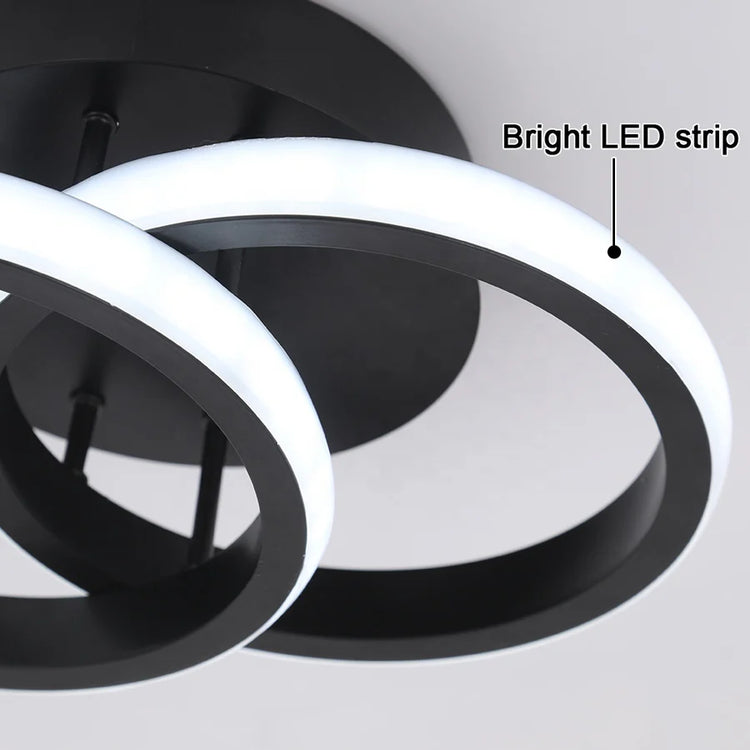 Lustra LED VERTEX CIRCULA 21W, 2 Cercuri, Rame Metalice, lumina Rece/Calda/Neutra, Negru
