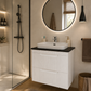 Seria 633 - Mobilier baie MDF cu blat compozit ceramica 60cm ALB + Lavoar Granit