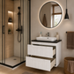 Seria 633 - Mobilier baie MDF cu blat compozit ceramica 60cm ALB + Lavoar Granit