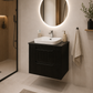Seria 633 - Mobilier baie MDF cu Blat compozit ceramcia 60cm Negru + Lavoar Granit
