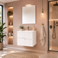 Masca baie + lavoar + oglinda + lampa Savini Rio 60, cu sertare, alb lucios, 61.5 x 53 x 46.5 cm