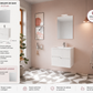 Masca baie + lavoar + oglinda + lampa Savini Rio 60, cu sertare, alb lucios, 61.5 x 53 x 46.5 cm