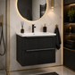 Masca baie + lavoar Savini Due Sidney 60, cu sertare, negru, suspendat, 61.5 x 46.5 x 53 cm