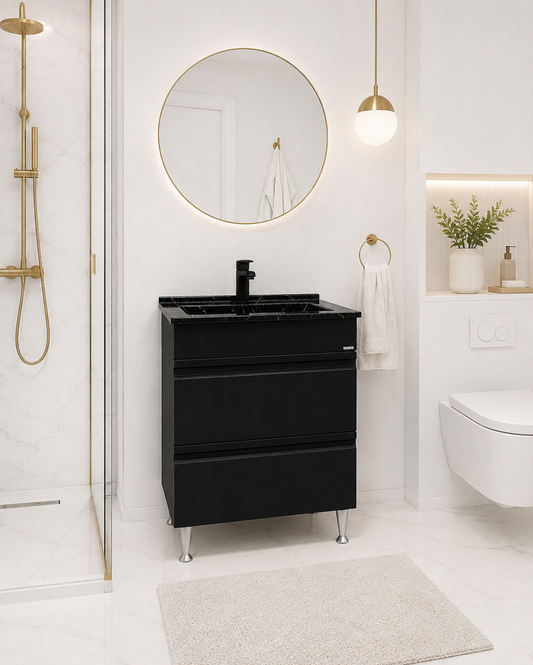 SERIA 486 - MOBILIER BAIE MDF 60CM NG + LAVOAR GRANIT NEGRU 60X46CM