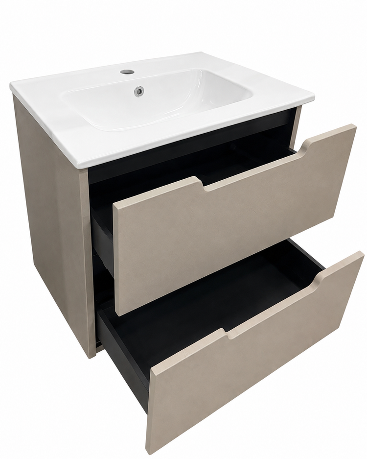 Confort Gri/Bej 60 - Mobilier Baie Suspendat 60cm + Lavoar dreptunghiular 60cm