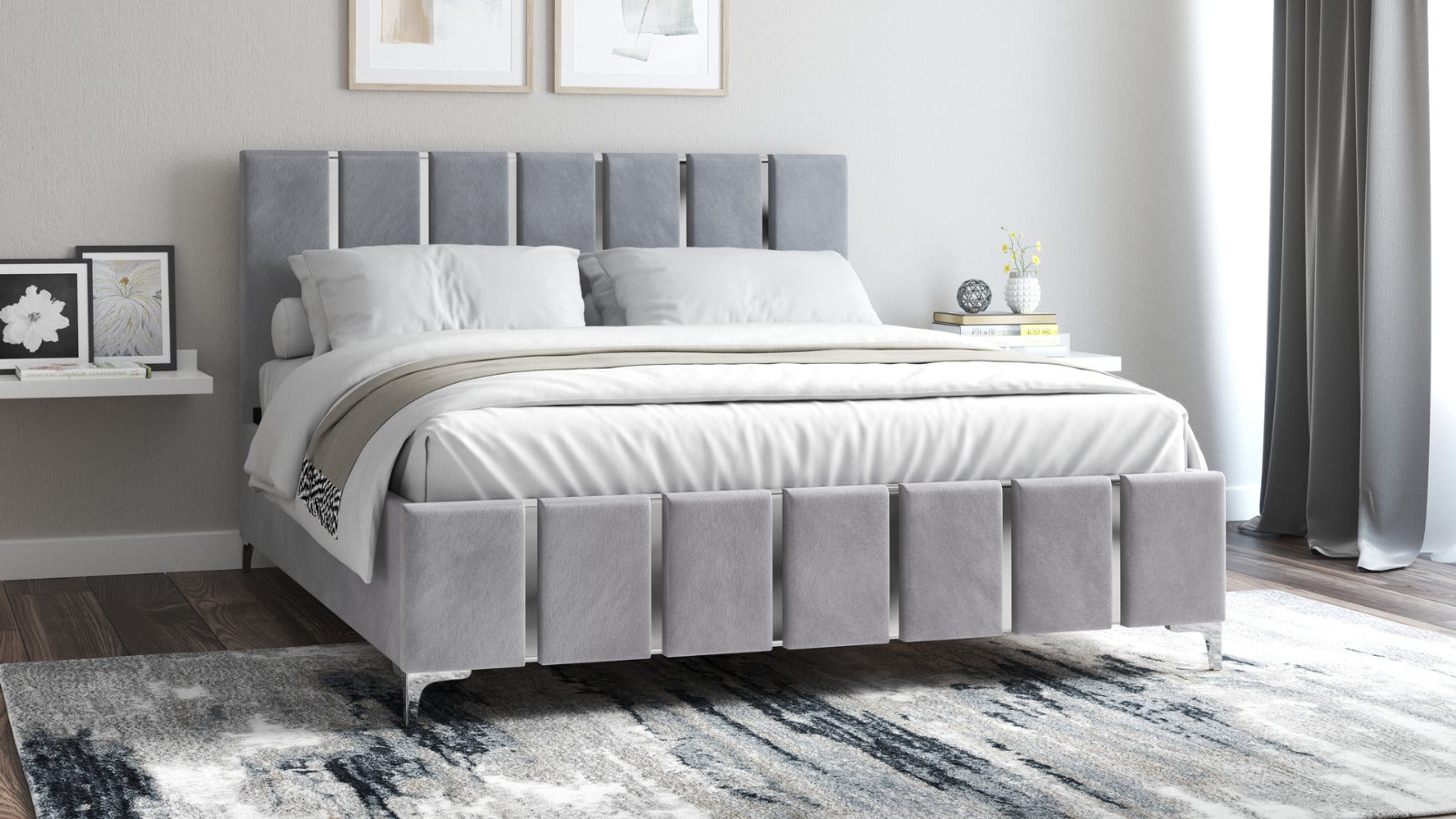 Pat Venezia, 160x200 cm, gri deschis/argintiu, suport saltea