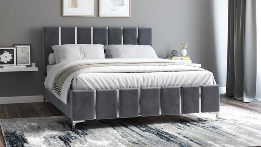 Pat Venezia, 160x200 cm, gri inchis/argintiu, suport saltea din PAL