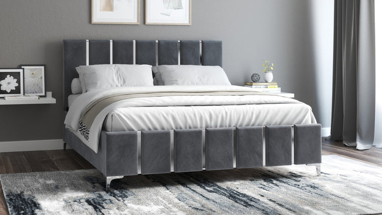 Pat Venezia, 160x200 cm, gri inchis/argintiu, suport saltea din PAL