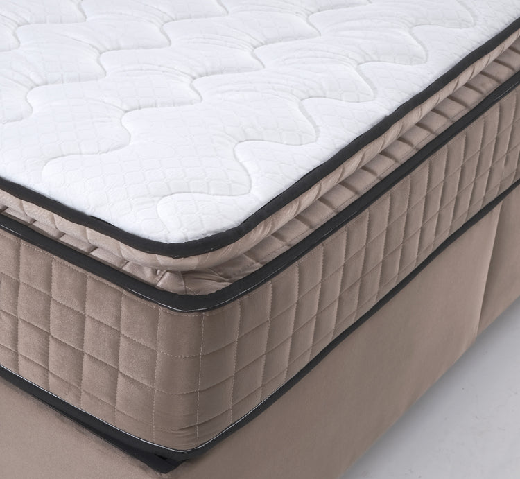 Pat Monday, 160x200 cm, cappuccino, cu saltea si somiera metalica rabatabila