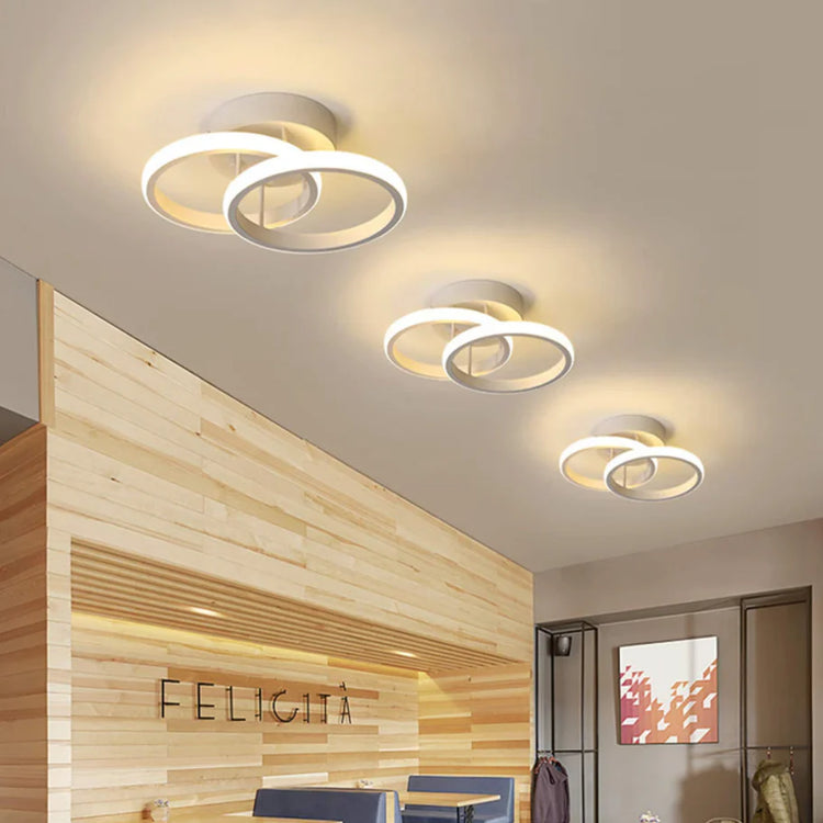 Lustra LED VERTEX CIRCULA 22W, 2 Cercuri, Rame Metalice, lumina Rece/Calda/Neutra, Alb