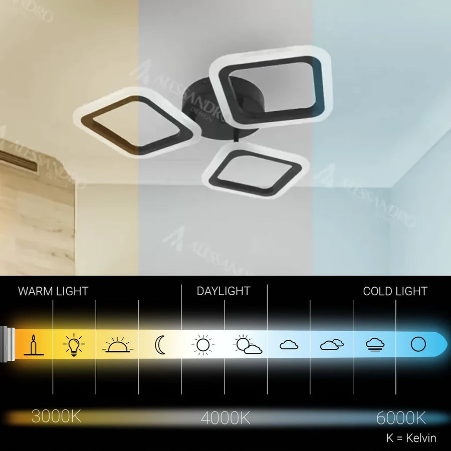Lustra LED PULSARIS 40W, 3 Patrate, lumina Rece/Calda/Neutra, Negru-5