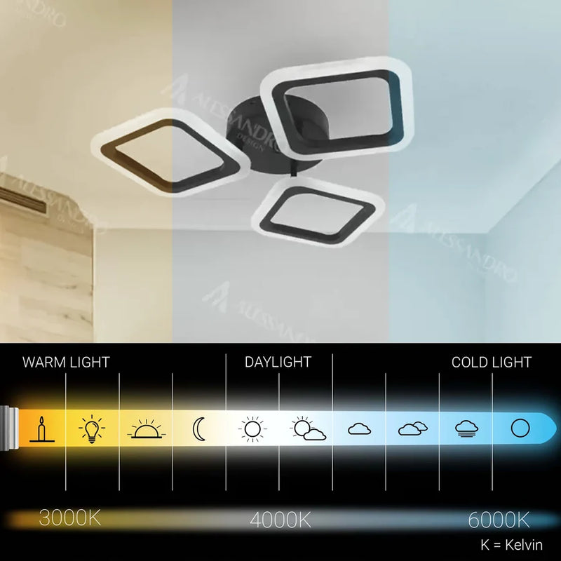 Lustra LED PULSARIS 40W, 3 Patrate, lumina Rece/Calda/Neutra, Negru-5