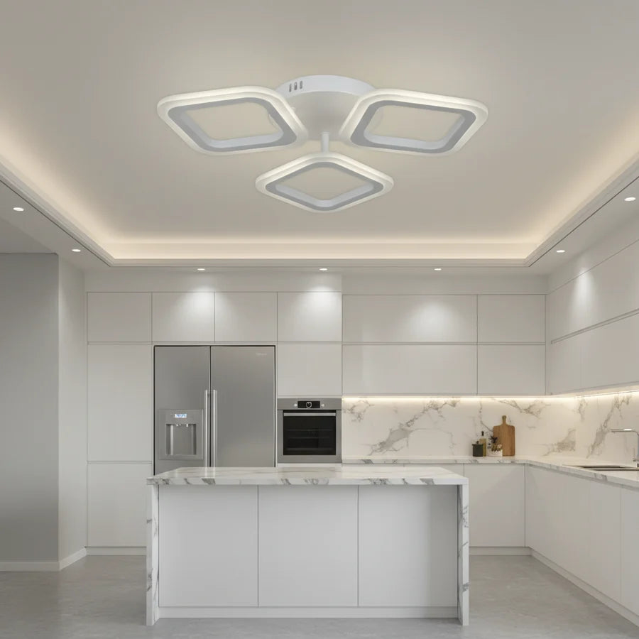 Lustra LED ERIKA 20W, 3 Patrate, Lumina Calda/Neutra/Rece, Alb, Metal si Acril-3