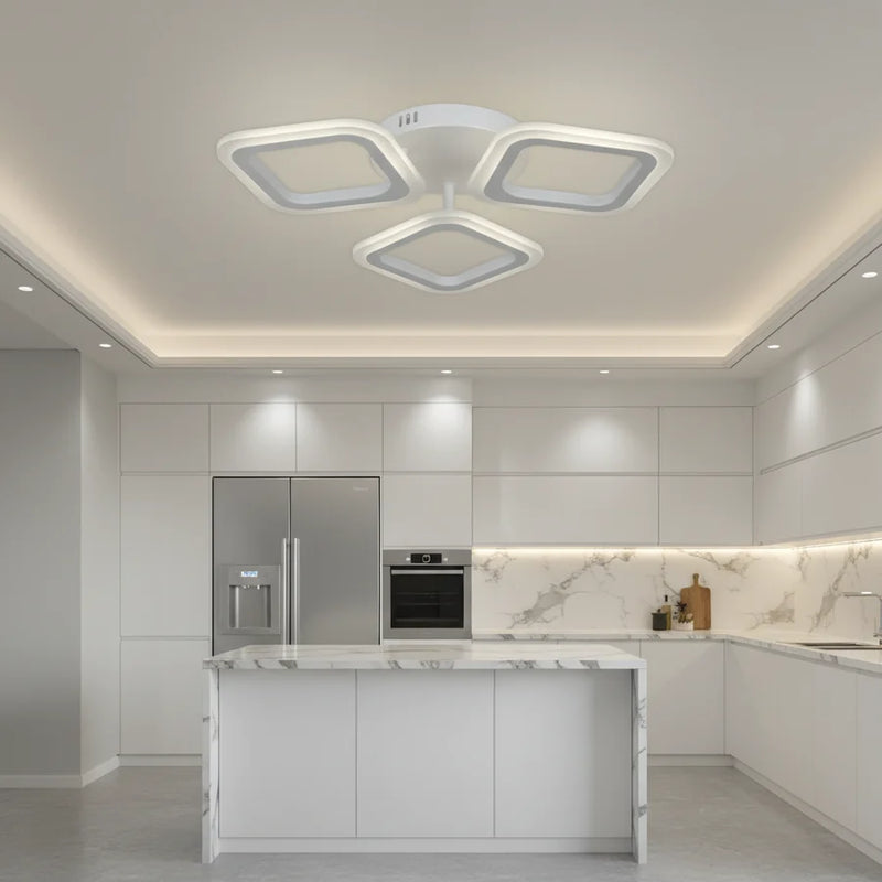 Lustra LED ERIKA 20W, 3 Patrate, Lumina Calda/Neutra/Rece, Alb, Metal si Acril-3