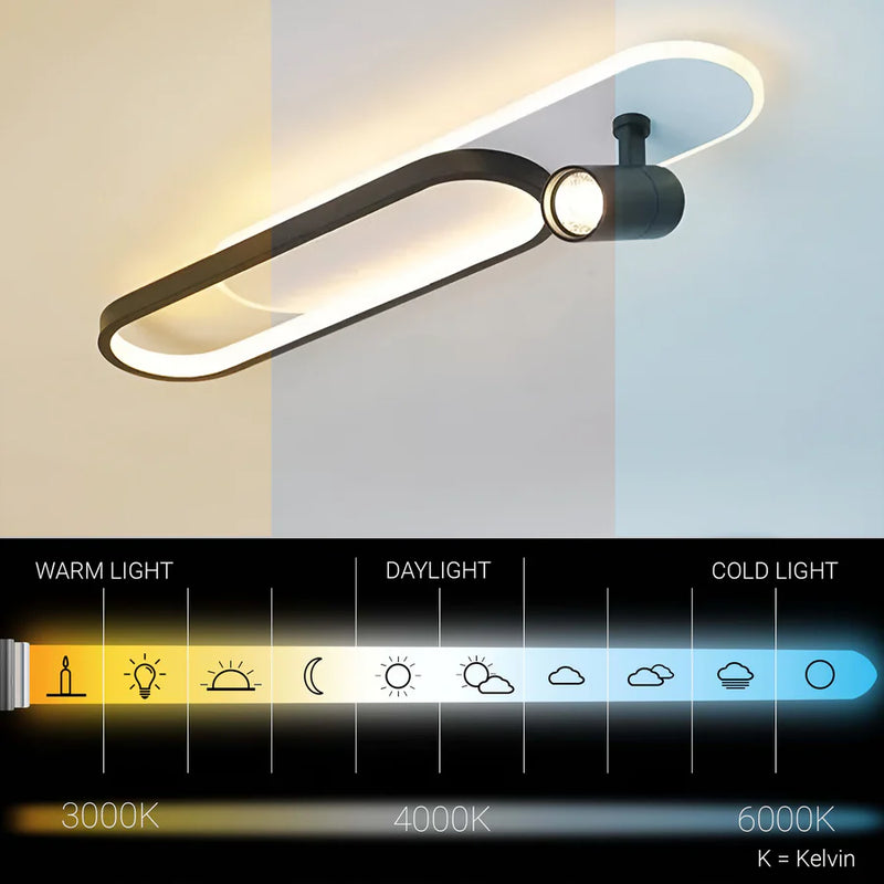 Lustra LED cu Proiector Reglabil FISSO Camilla 48W, lumina Rece/Calda/Neutra, Negru-5