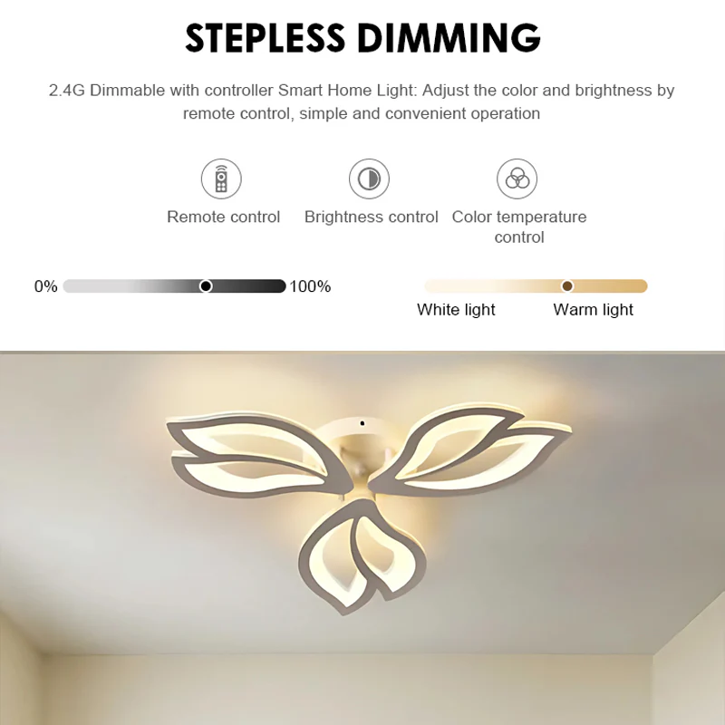Lustra LED cu telecomanda LILY 40W, 3 Elemente, lumina Rece/Calda/Neutra, Dimabila, Alb-8
