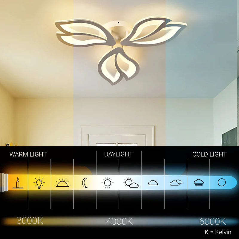 Lustra LED cu telecomanda LILY 40W, 3 Elemente, lumina Rece/Calda/Neutra, Dimabila, Alb-6