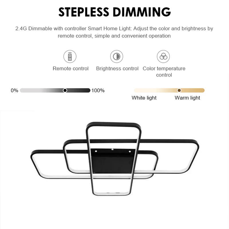 Lustra LED cu telecomanda AXIS 95W, 3 Elemente, lumina Rece/Calda/Neutra, Dimabila, Negru