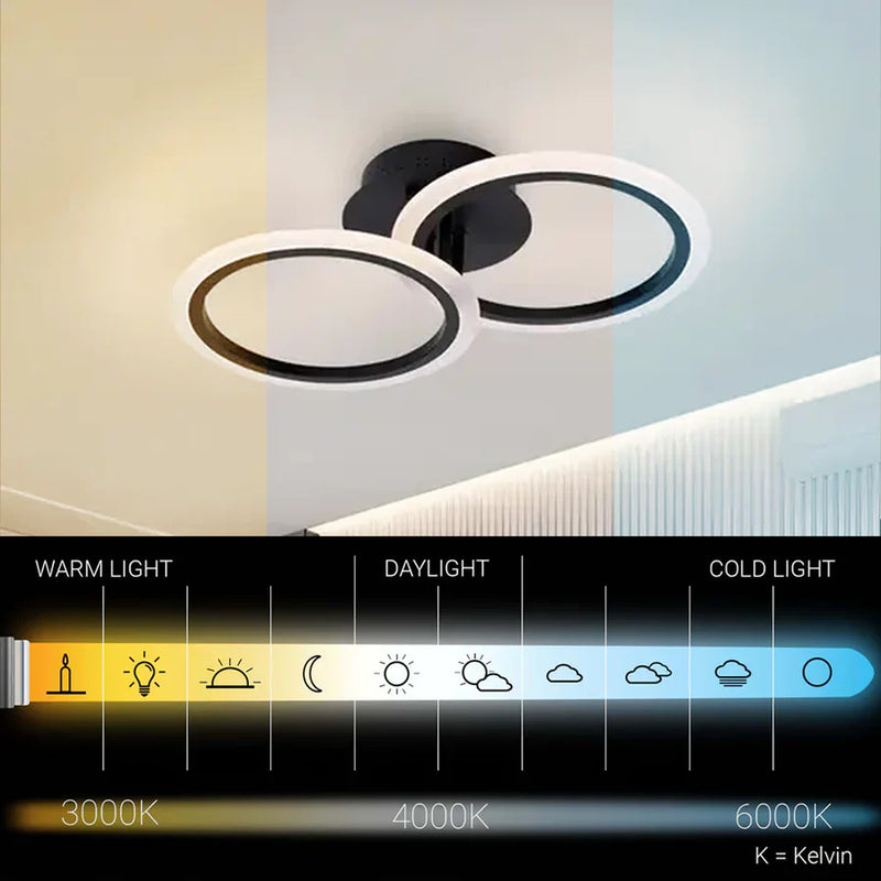 Lustra LED cu telecomanda BETTY 27W, 2 Cercuri, lumina Rece/Calda/Neutra, Dimabila, Negru-9