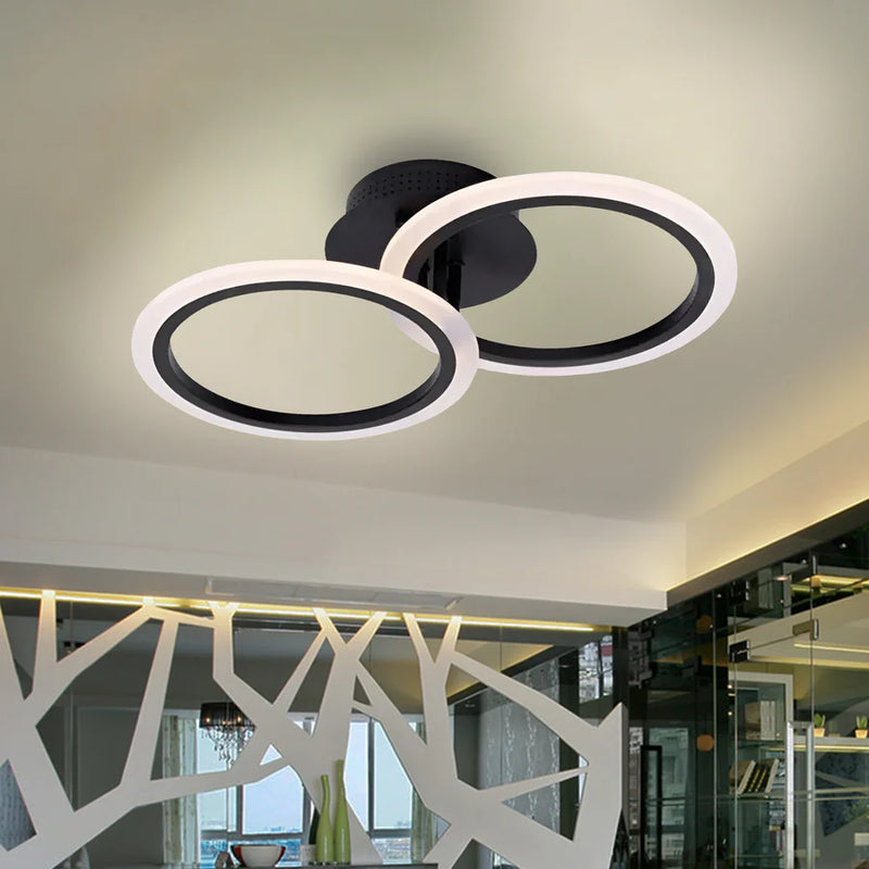 Lustra LED cu telecomanda BETTY 27W, 2 Cercuri, lumina Rece/Calda/Neutra, Dimabila, Negru-1