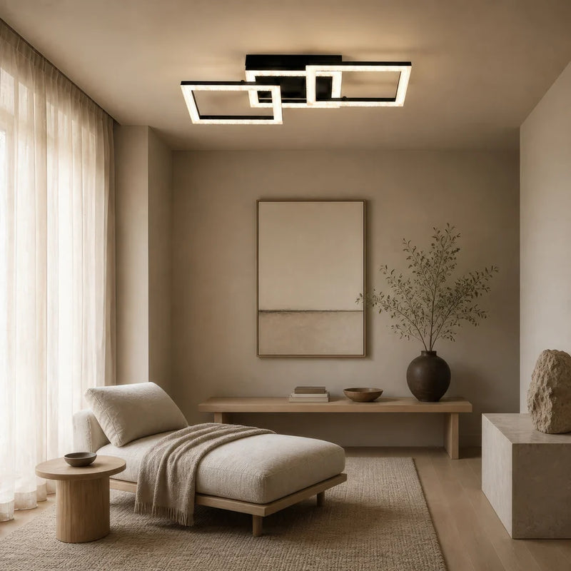 Lustra LED cu telecomanda GEO 43W, 3 Patrate, lumina Rece/Calda/Neutra, Dimabila, Metal si Acril, Negru-9
