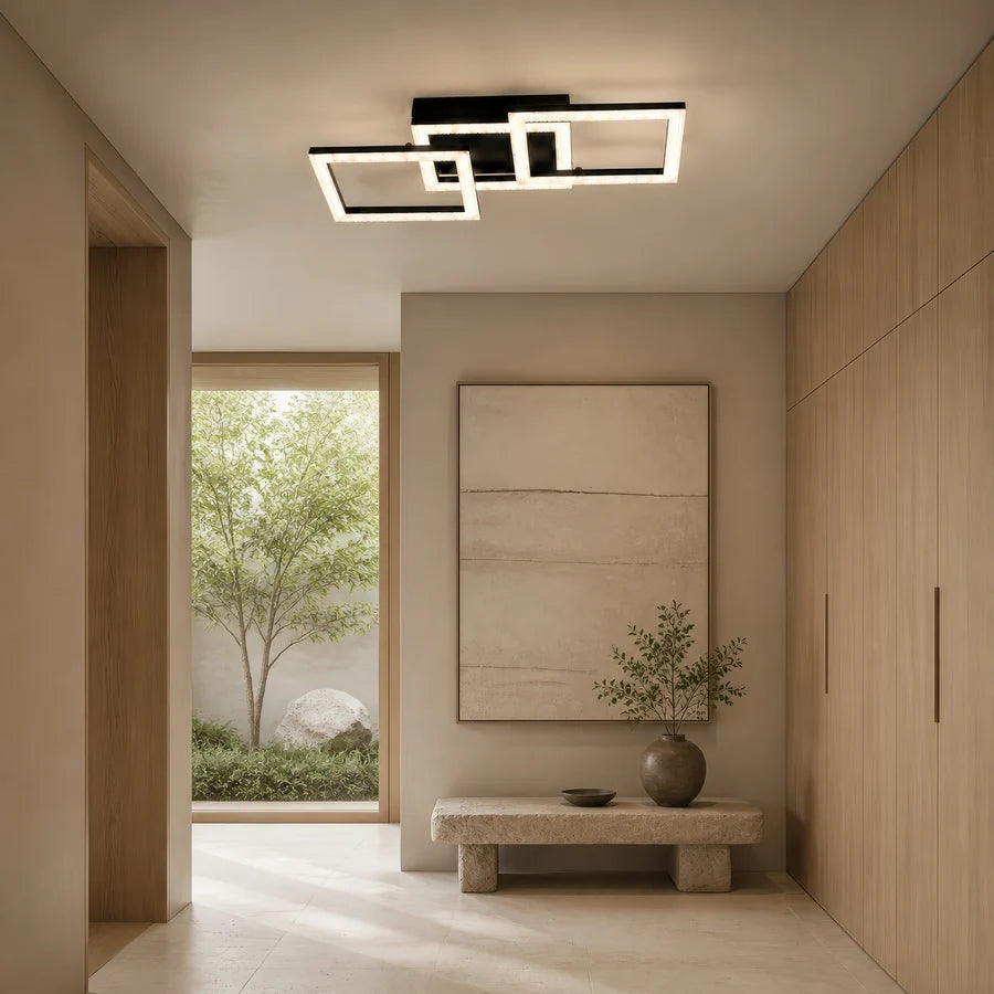 Lustra LED cu telecomanda GEO 43W, 3 Patrate, lumina Rece/Calda/Neutra, Dimabila, Metal si Acril, Negru-10