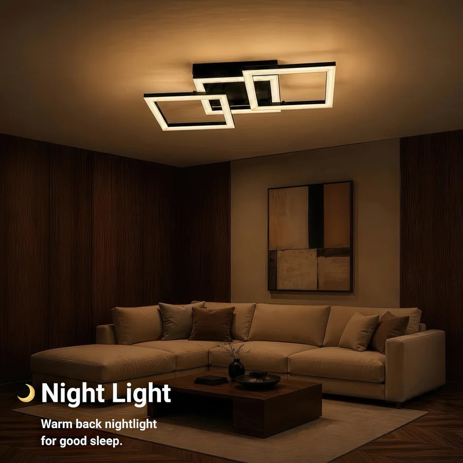 Lustra LED cu telecomanda GEO 43W, 3 Patrate, lumina Rece/Calda/Neutra, Dimabila, Metal si Acril, Negru-5