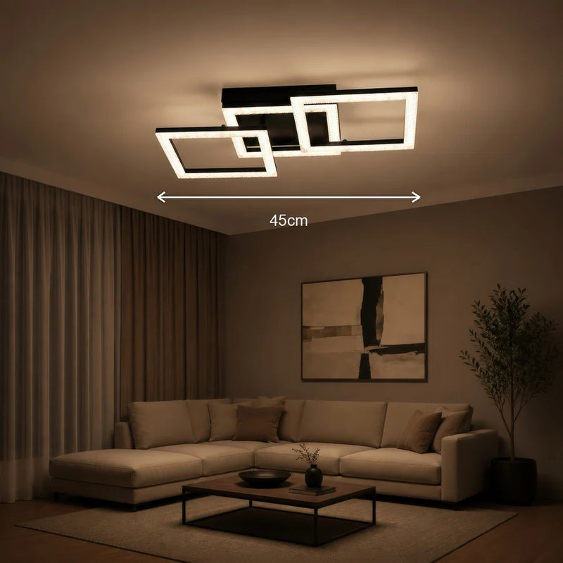 Lustra LED cu telecomanda GEO 43W, 3 Patrate, lumina Rece/Calda/Neutra, Dimabila, Metal si Acril, Negru-3