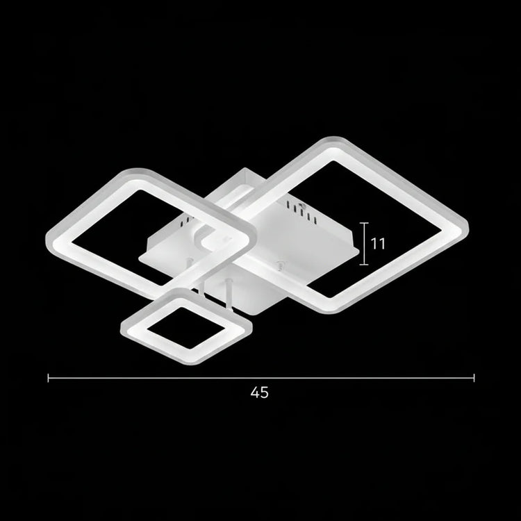 Lustra LED cu telecomanda ZOE, 60W, 3 Patrate, lumina Rece/Calda/Neutra, Dimabila, Alb