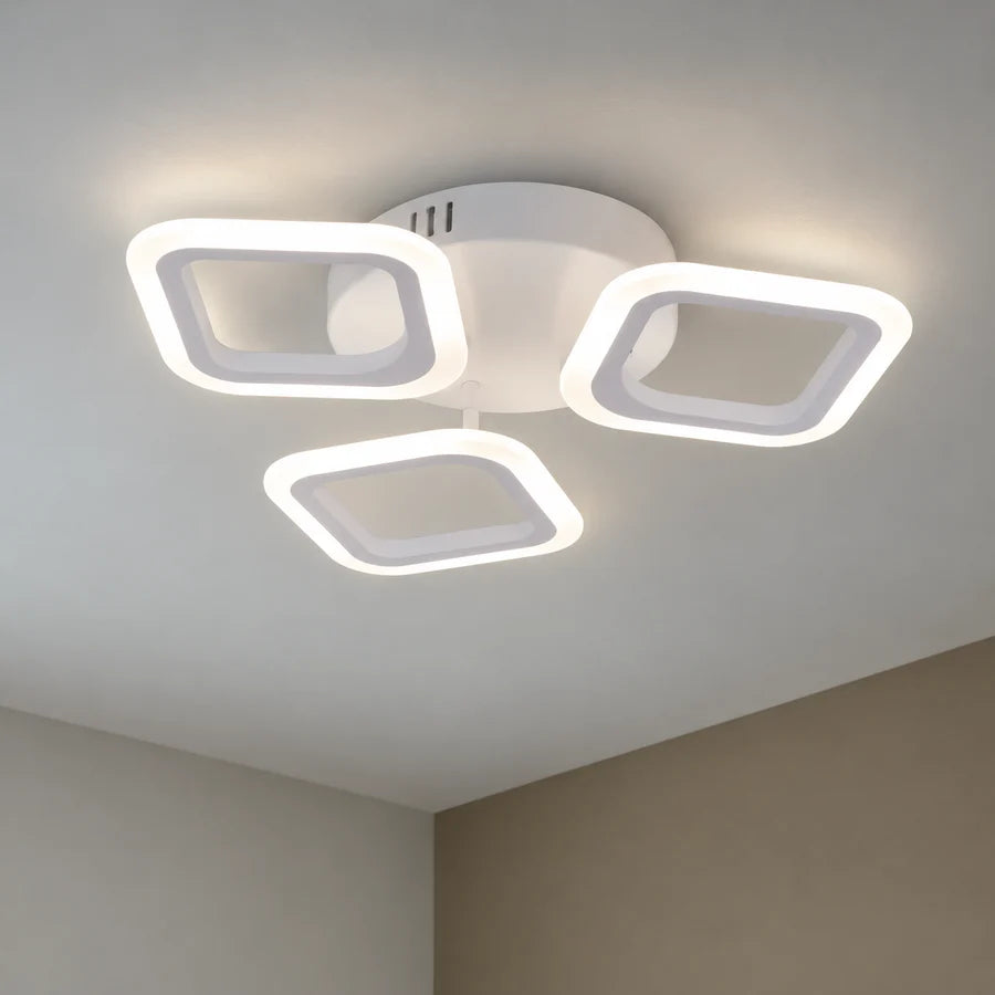 Lustra LED ERIKA 20W, 3 Patrate, Lumina Calda/Neutra/Rece, Alb, Metal si Acril-5