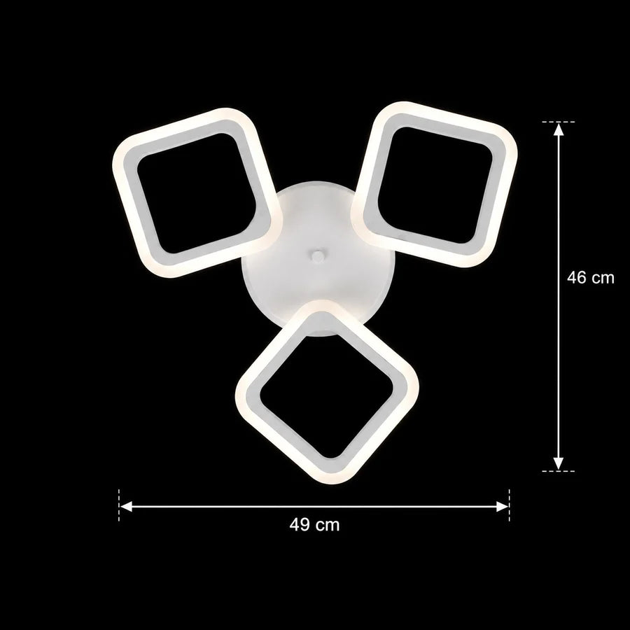 Lustra LED ERIKA 20W, 3 Patrate, Lumina Calda/Neutra/Rece, Alb, Metal si Acril-7