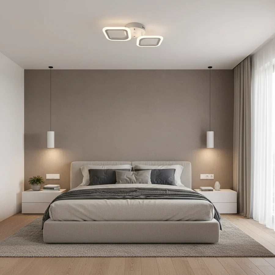 Lustra LED ERIKA 27W, 2 Patrate, lumina Neutra, Alb-5
